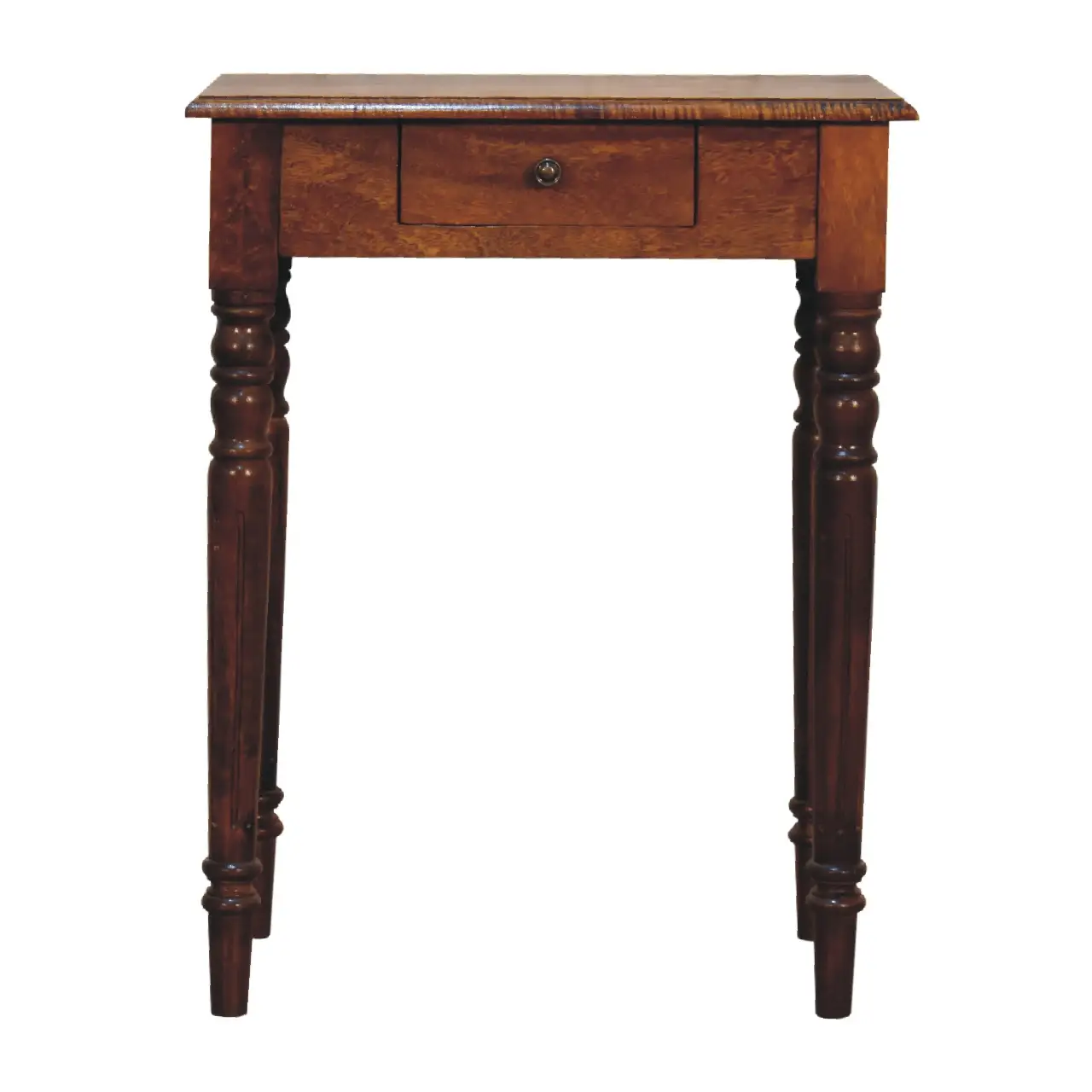 Artisan Furniture Artisan Furniture Solid Wood Chestnut Turned Leg Writing Desk, 1 Drawer, Brown - Desk