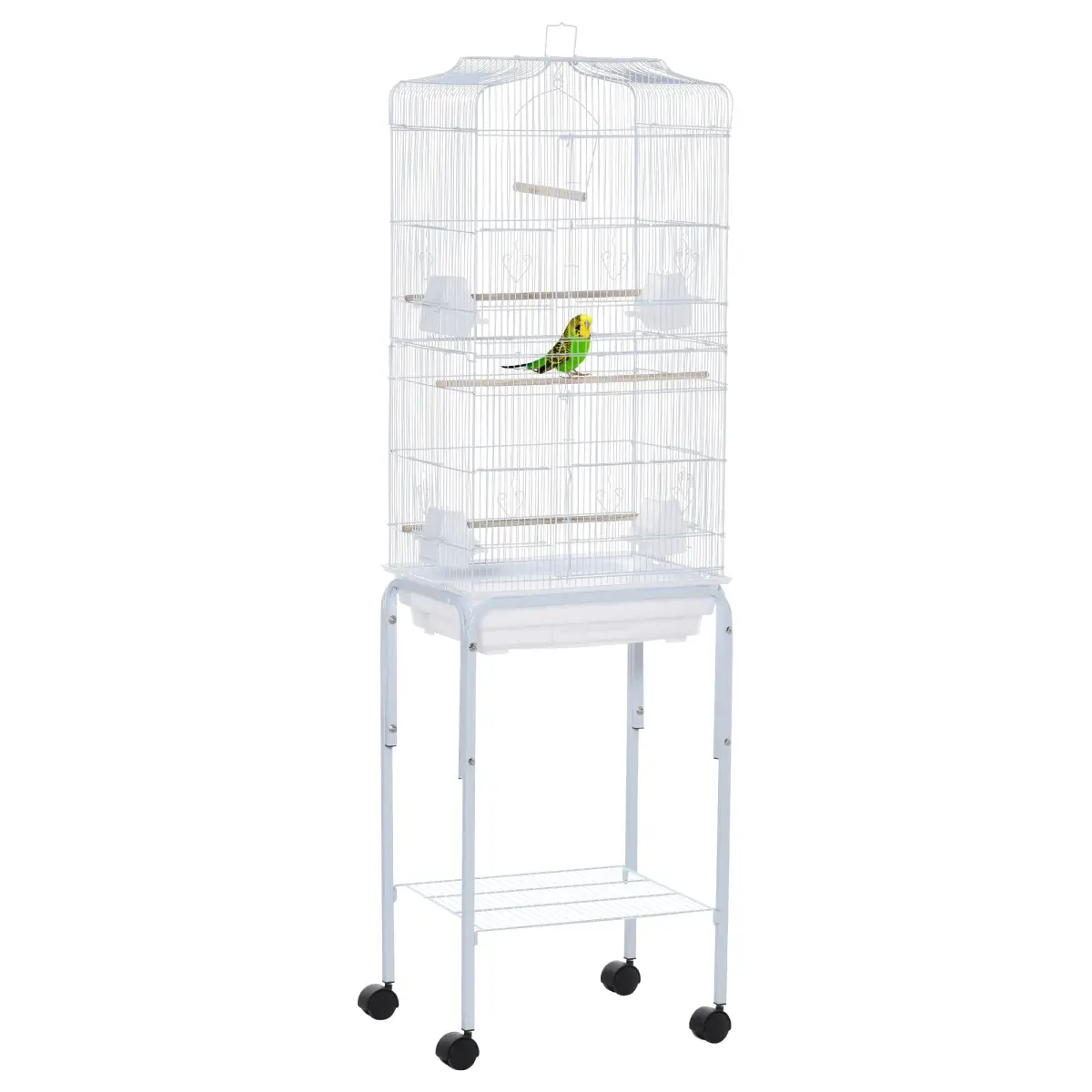 Unbranded Bird Cage for Budgie Finch Canary Parakeet W/ Stand Sliding Tray White Pawhut - Bird Cage