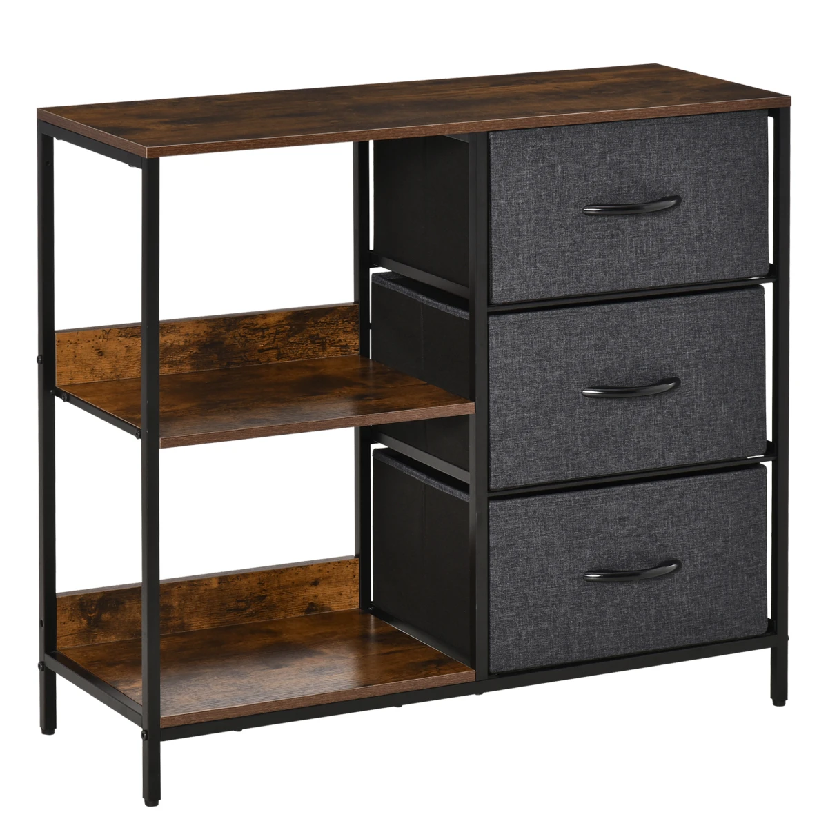 HOMCOM Durable Chest Dresser with 3 Drawers, Shelves, and Metal Frame for Home Organization Solutions by Homcom