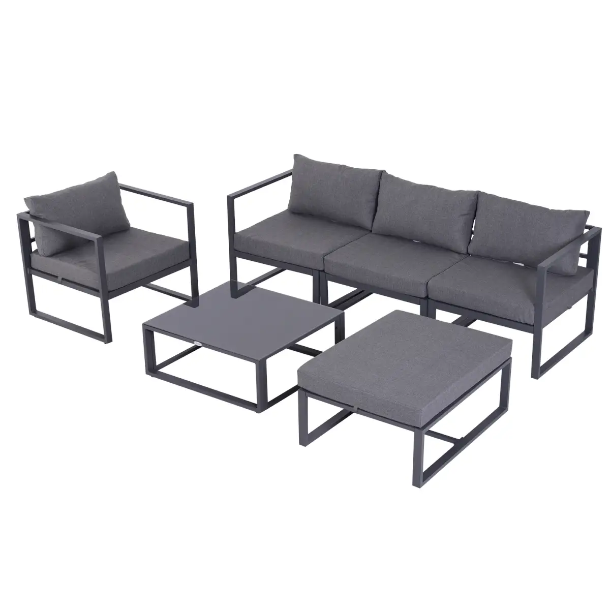 Unbranded 6pcs Garden Sectional Sofa Set Aluminum Frame Coffee Table Footstool Outsunny - Garden Sofa Sets