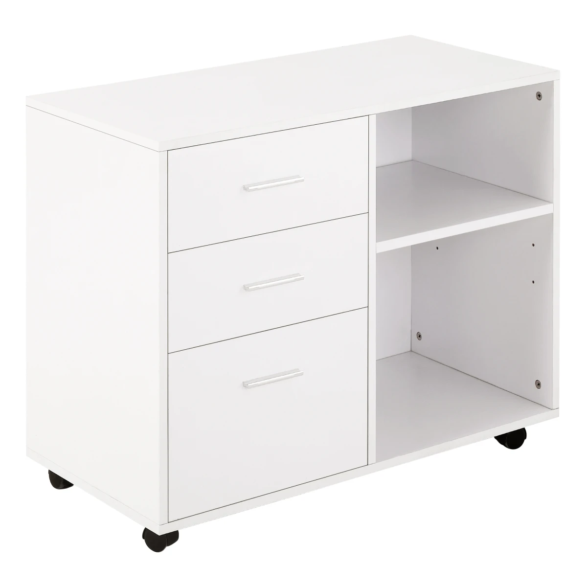 White Freestanding Cabinet 3-Drawer 2-Shelf - Office Storage