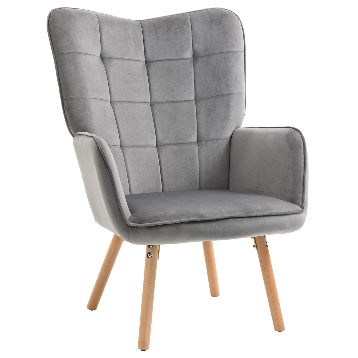 HOMCOM Accent Chair Velvet Touch Tufted Wingback Armchair Standard Size for Living Room and Home Office by Homcom