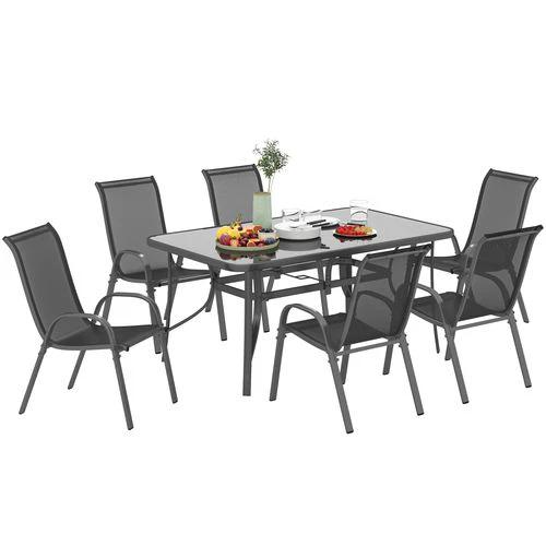 Outsunny 7 Piece Garden Dining Set w/ Dining Table and Chairs by Outsunny