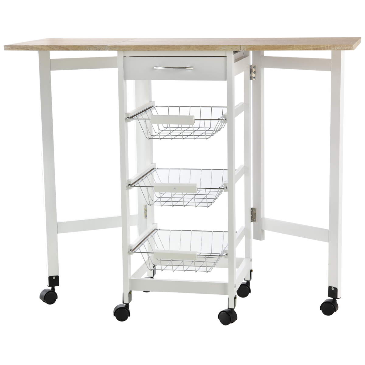MDF Extendable Kitchen Island Trolley White - from HOMCOM