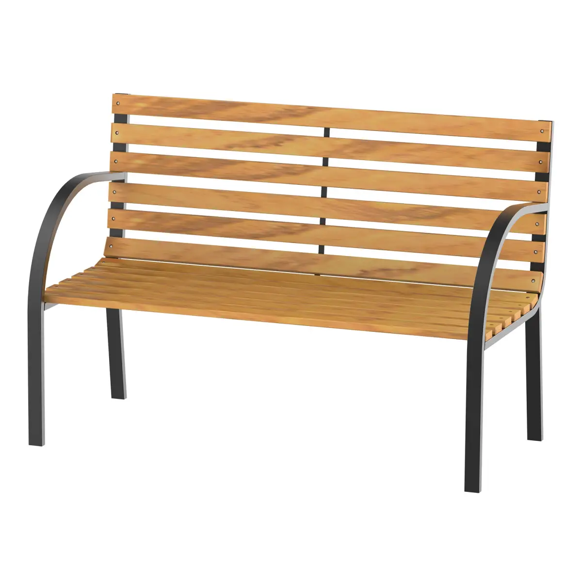 Outsunny Garden Bench, 122Lx60Wx80H cm-Steel/Wood - Garden Chairs