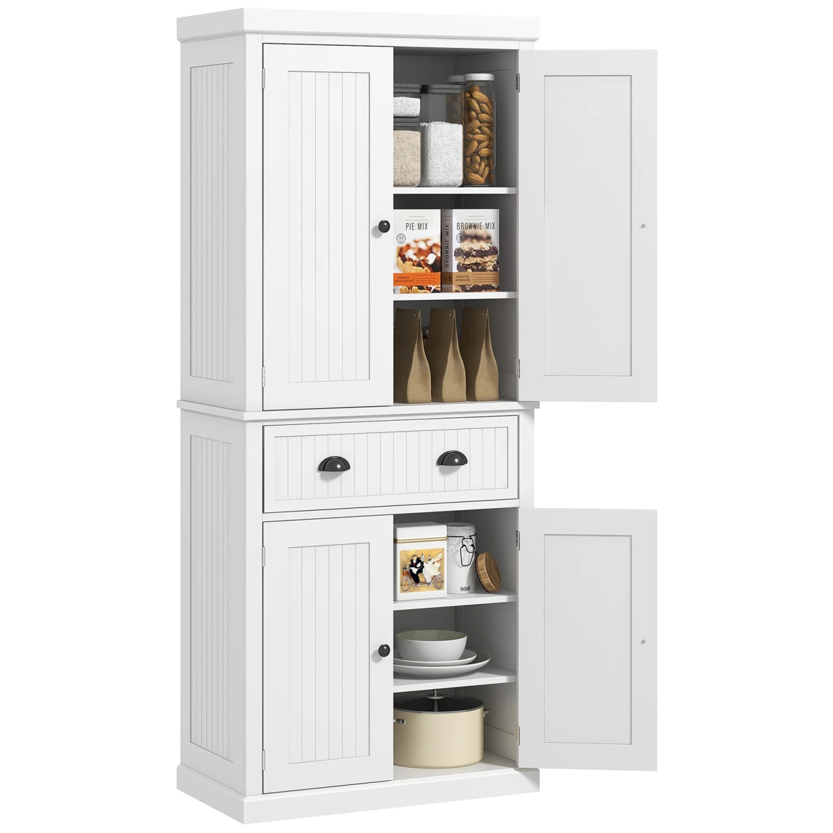 White Freestanding Cabinet 72x30 Drawers Kitchen by HOMCOM