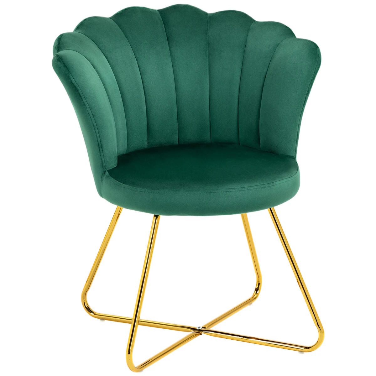 HOMCOM HOMCOM Velvet Accent Chair Lotus Backrest Green Living Room - Accent Chair