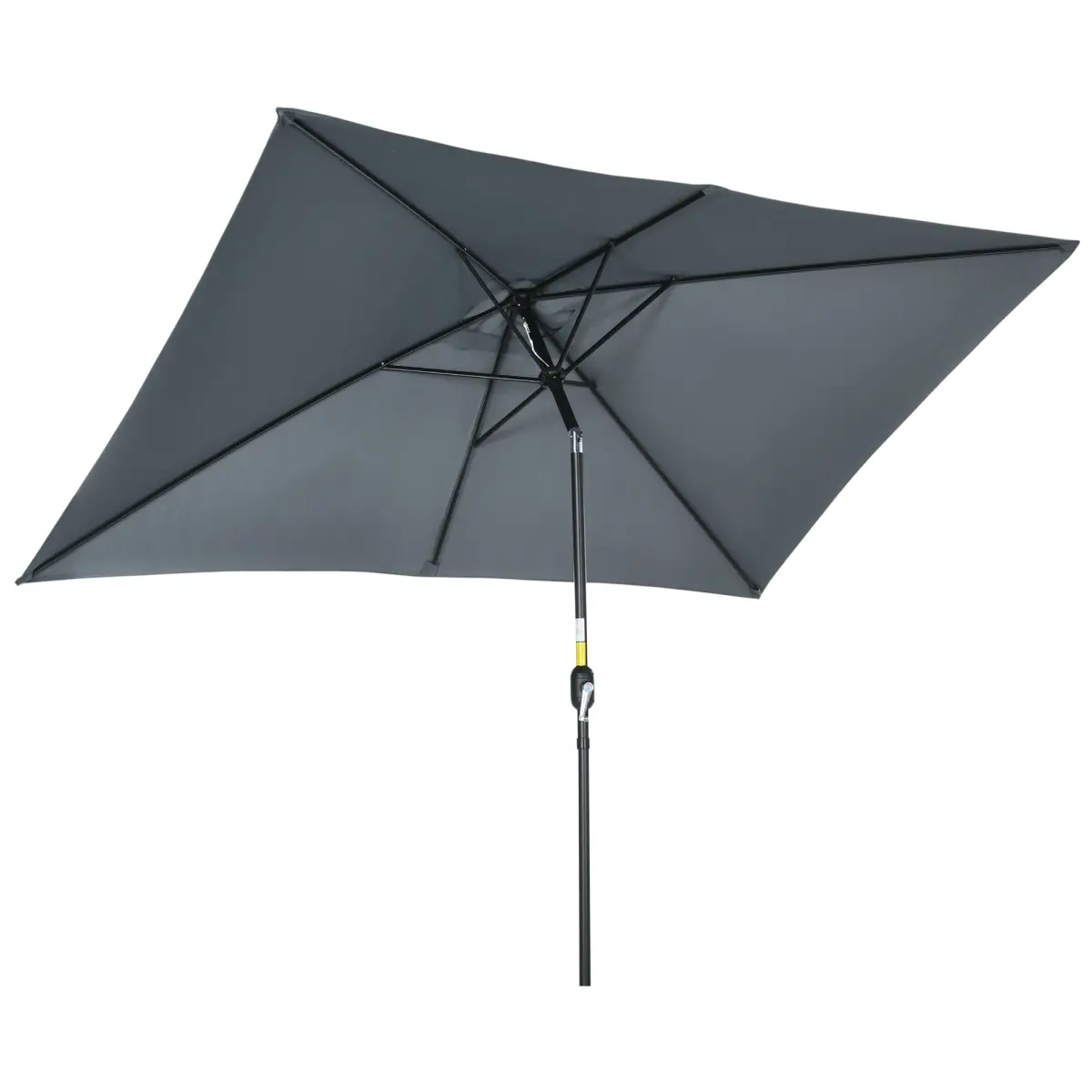 Outsunny Outsunny 3x2m Patio Parasol Canopy Tilt Crank 6 Ribs Sun Shade Garden Dark Grey - Parasol