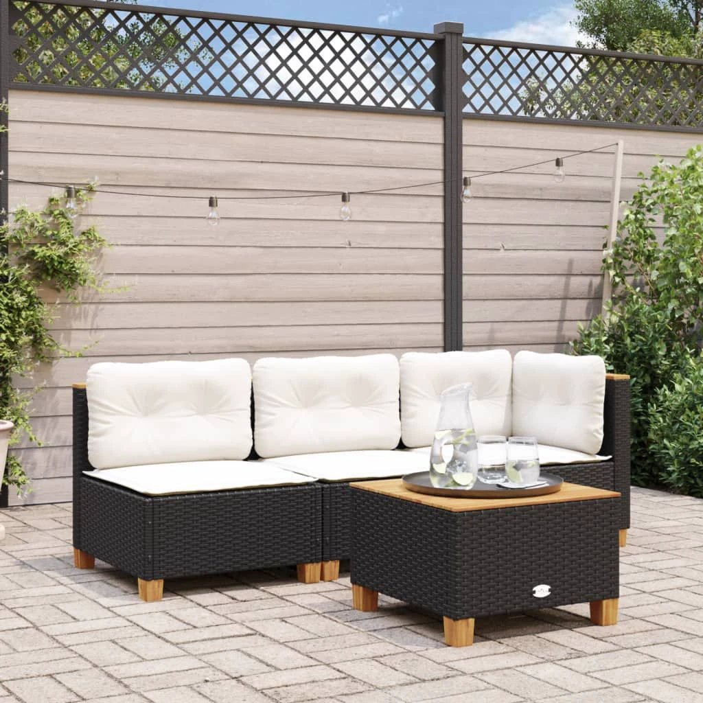 vidaXL vidaXL Garden Table Black 55x55x36 cm Poly Rattan Acacia Wood - Garden Table