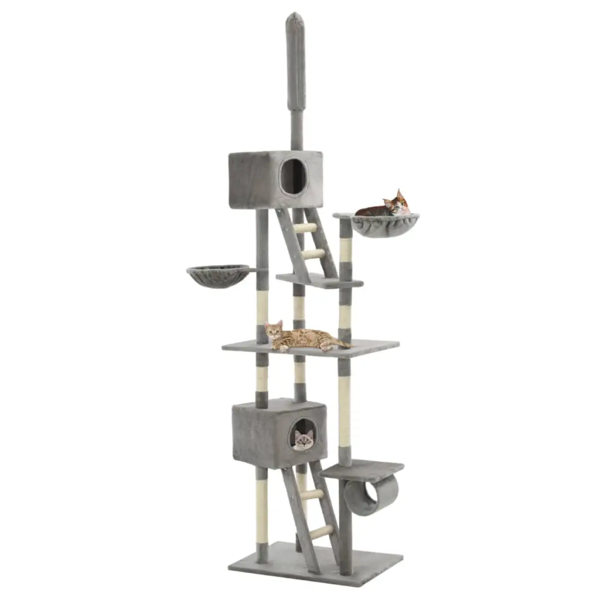 vidaXL vidaXL Cat Tree with Sisal Scratching Posts 230-260 cm Grey - Cat Tree