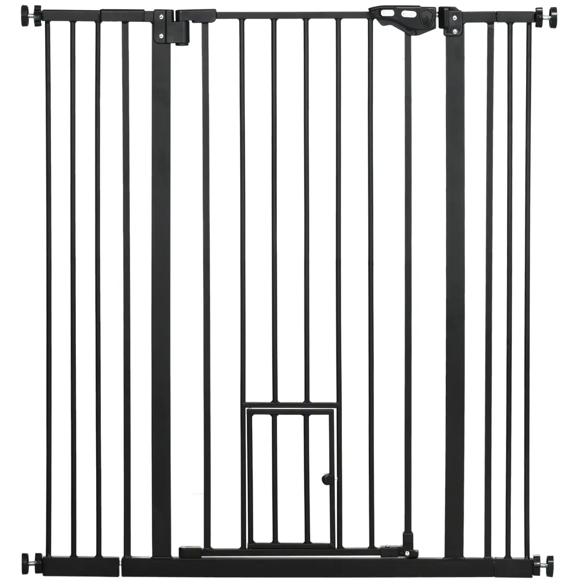 PawHut Extra Tall Dog Gate with Cat Door Auto Close for Stairs 74-101 cm Wide - Pet Gate