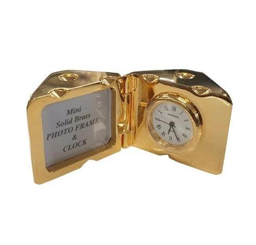 Miniture Miniature Clock Gold Plated Dice with photo frame Solid Brass IMP71 - CLEARANCE NEEDS RE-BATTERY - Photo Frame