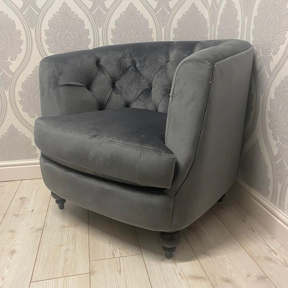 86cm Lead Colour Velvet Armchair by MSL