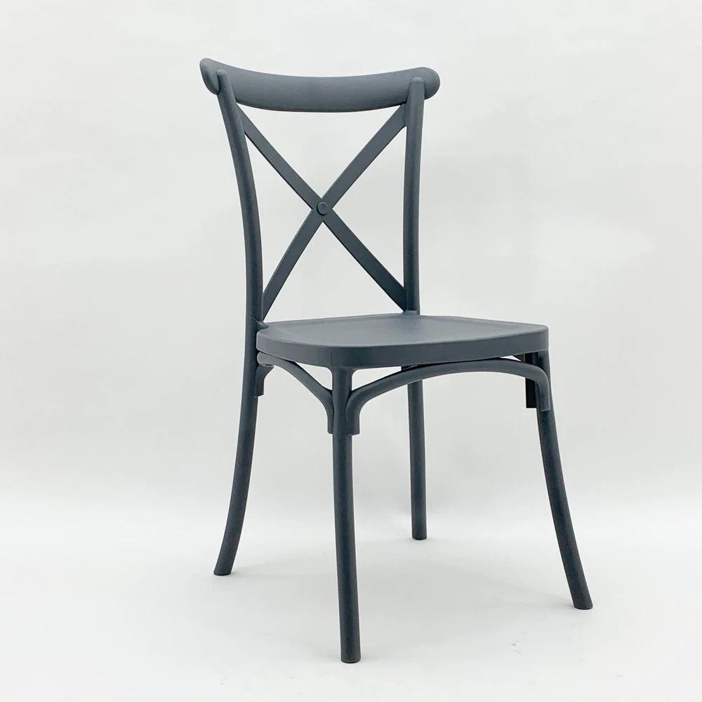 Grey Plastic French Cross Back Chair by MSL