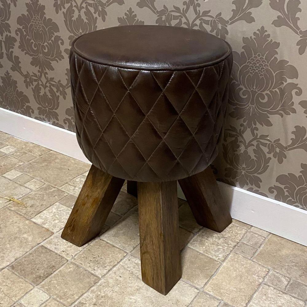38cm Leather Footstool by MSL