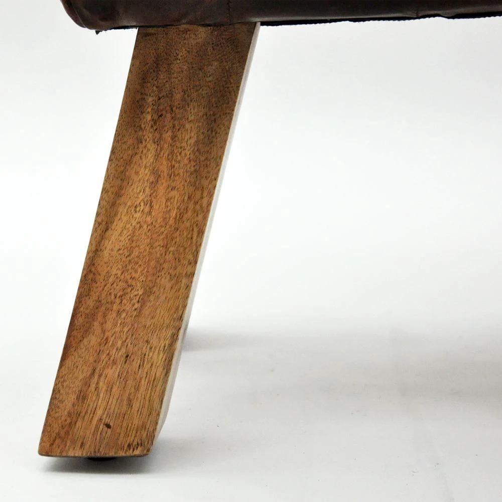 47cm Leather Footstool With Buttons by MSL