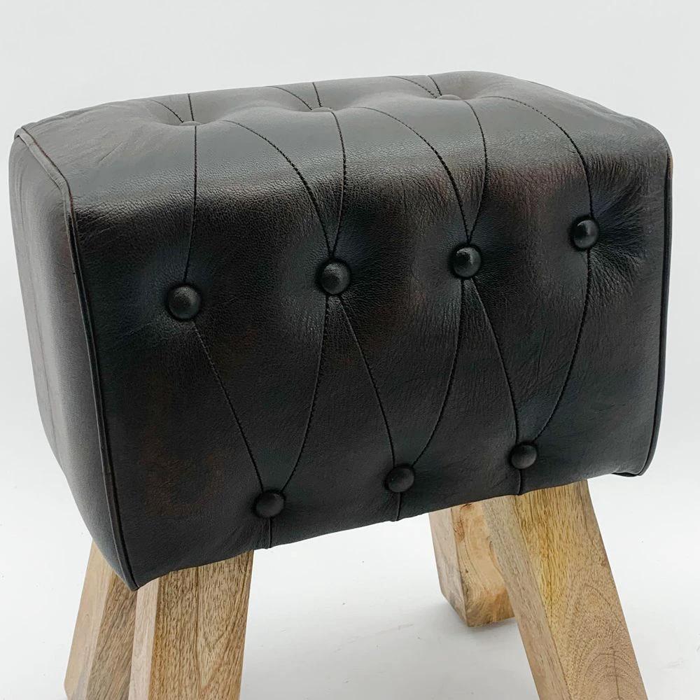50cm Leather Footstool by MSL