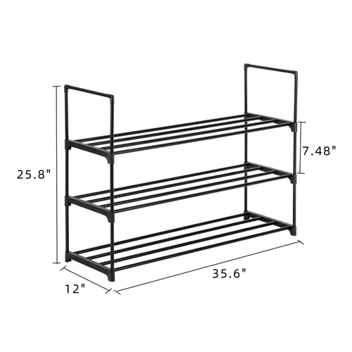 3 Tiers Shoe Rack Shoe Tower Shelf Storage Organizer For Bedroom, Entryway, Hallway, and Closet Black Color by N/A
