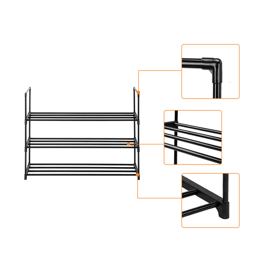 3 Tiers Shoe Rack Shoe Tower Shelf Storage Organizer For Bedroom, Entryway, Hallway, and Closet Black Color by N/A
