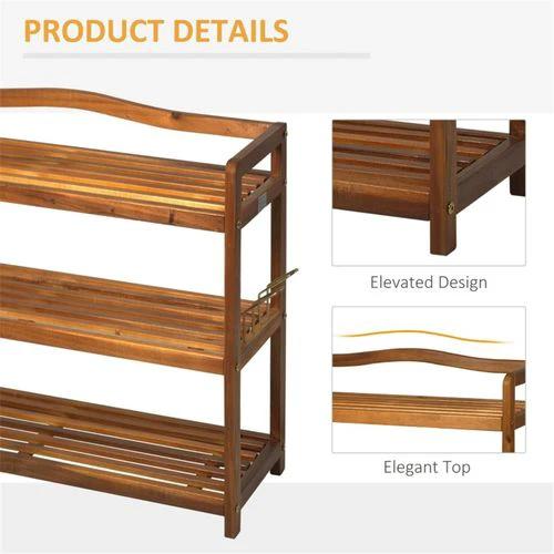 Shoe Rack Acacia Wood Teak 74L x 26W x 62H cm 12 Shoe Pairs by N/A