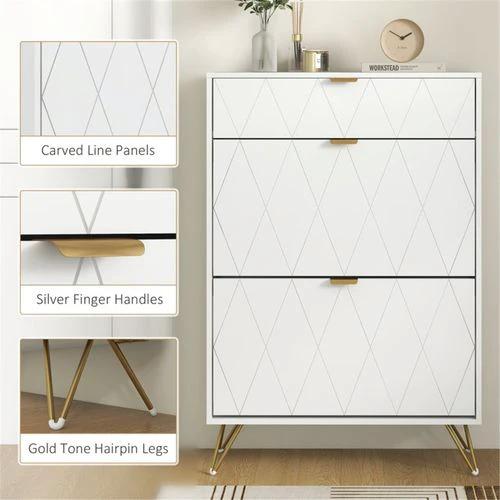 White Shoe Storage Cabinet 12 Shoe Pairs by N/A