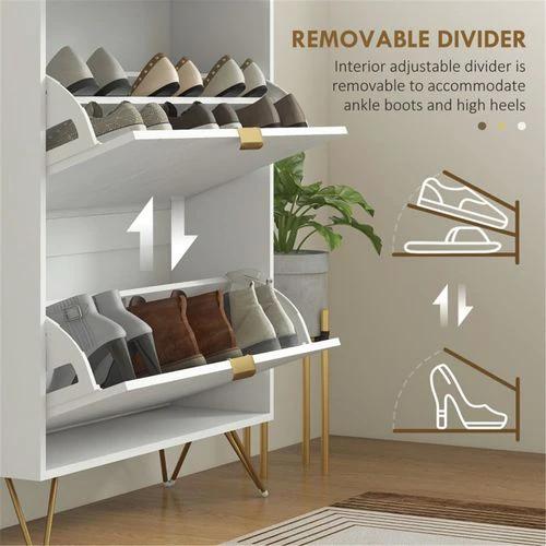White Shoe Storage Cabinet 12 Shoe Pairs by N/A