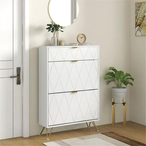 White Shoe Storage Cabinet 12 Shoe Pairs by N/A