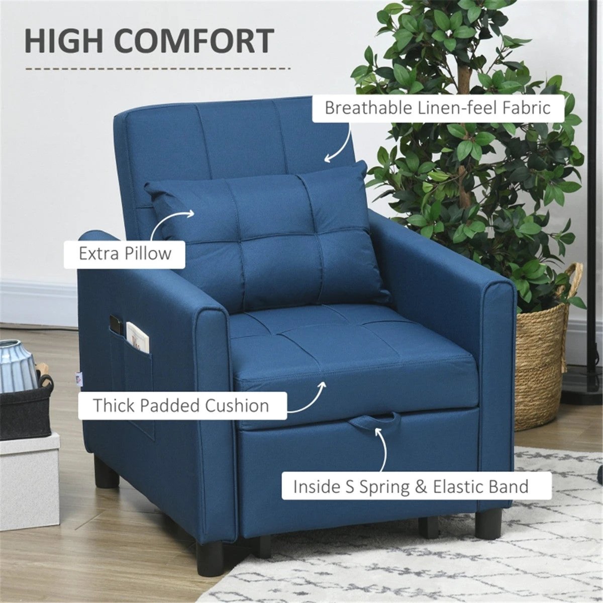 N/A Sofa Chair /Single sofa bed Blue - Sofa Bed