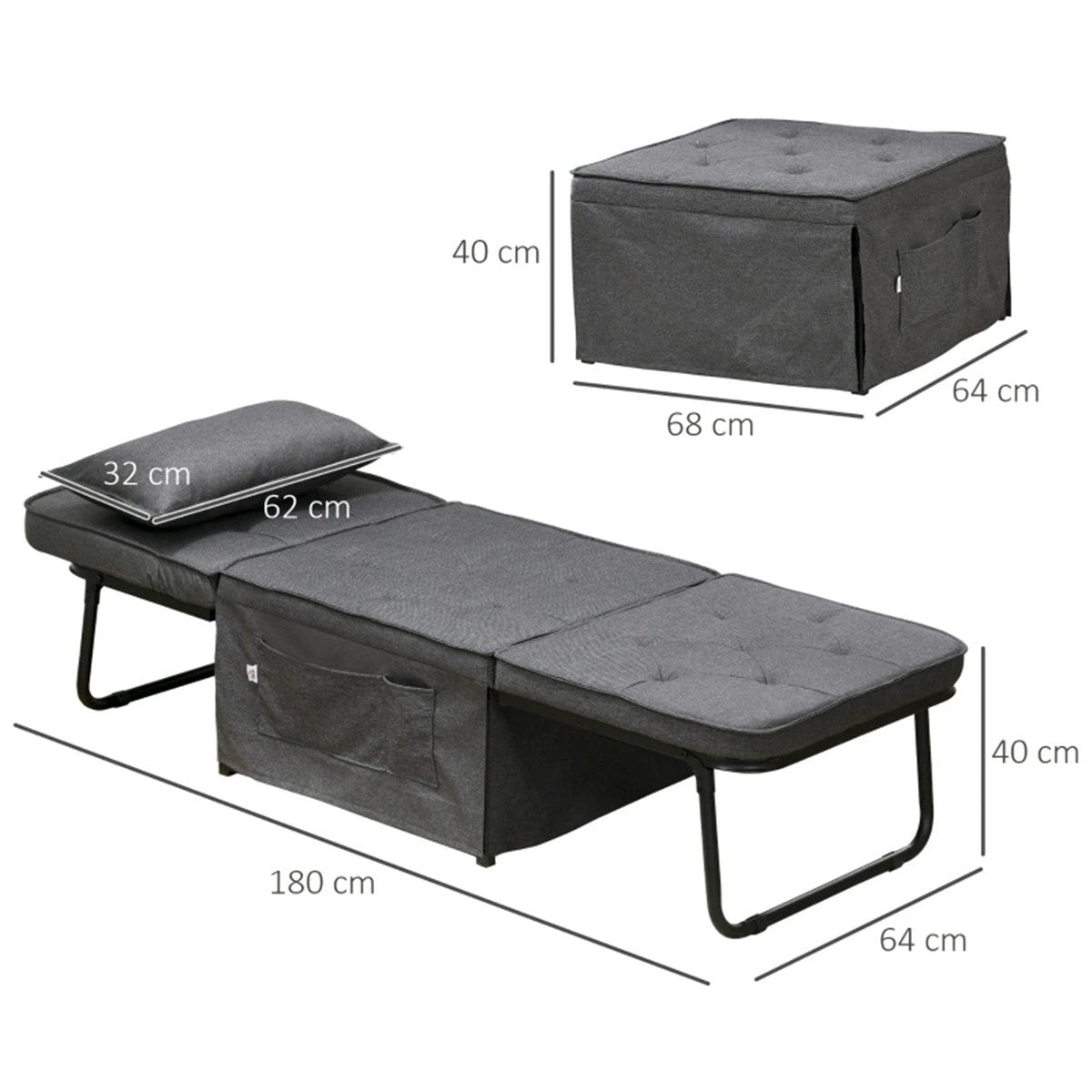 N/A Sofa Chair /Single sofa bed Grey - Sofa Bed