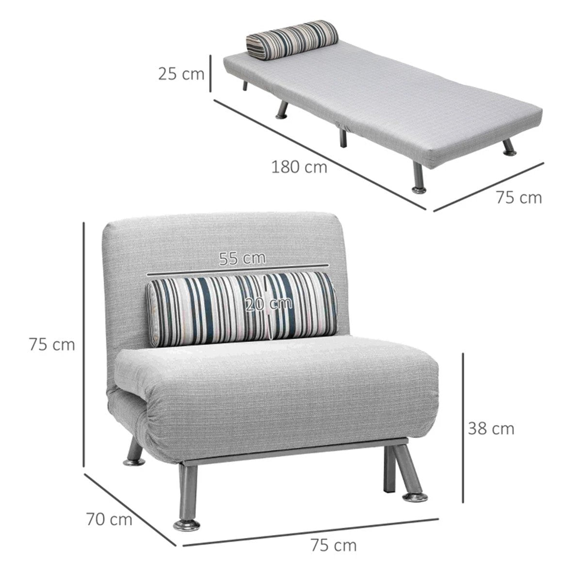N/A Sofa Chair /Single sofa bed Grey - Sofa Bed