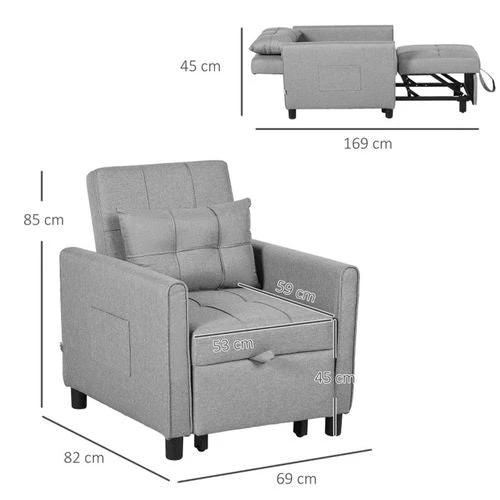 N/A Sofa Chair /Single sofa bed Light Grey - Sofa Bed
