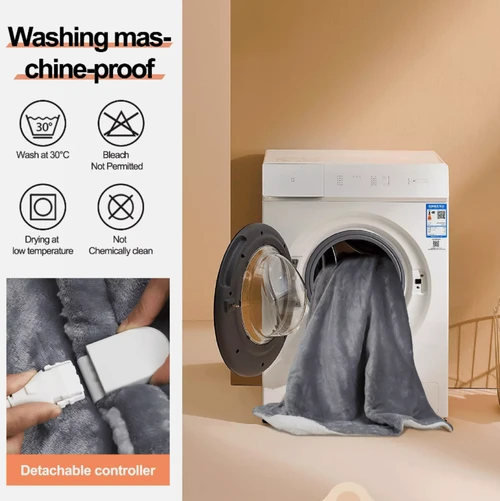Electric Heated Throw Over Blanket Digital Control Large Warm Fleece Washable UK by N/A