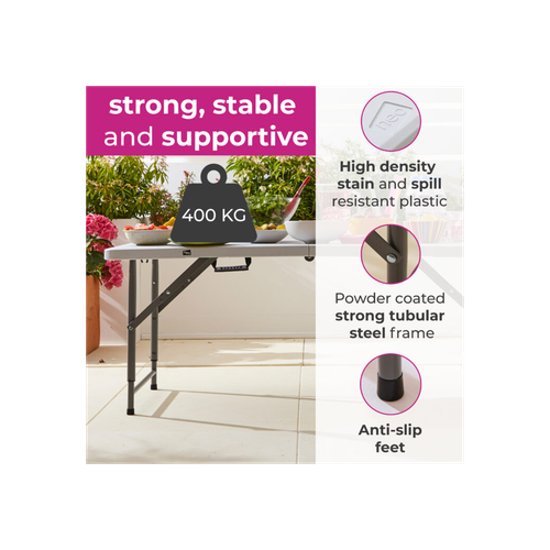 Neo Folding Picnic Table Portable 4FT Extendable Height by Neo