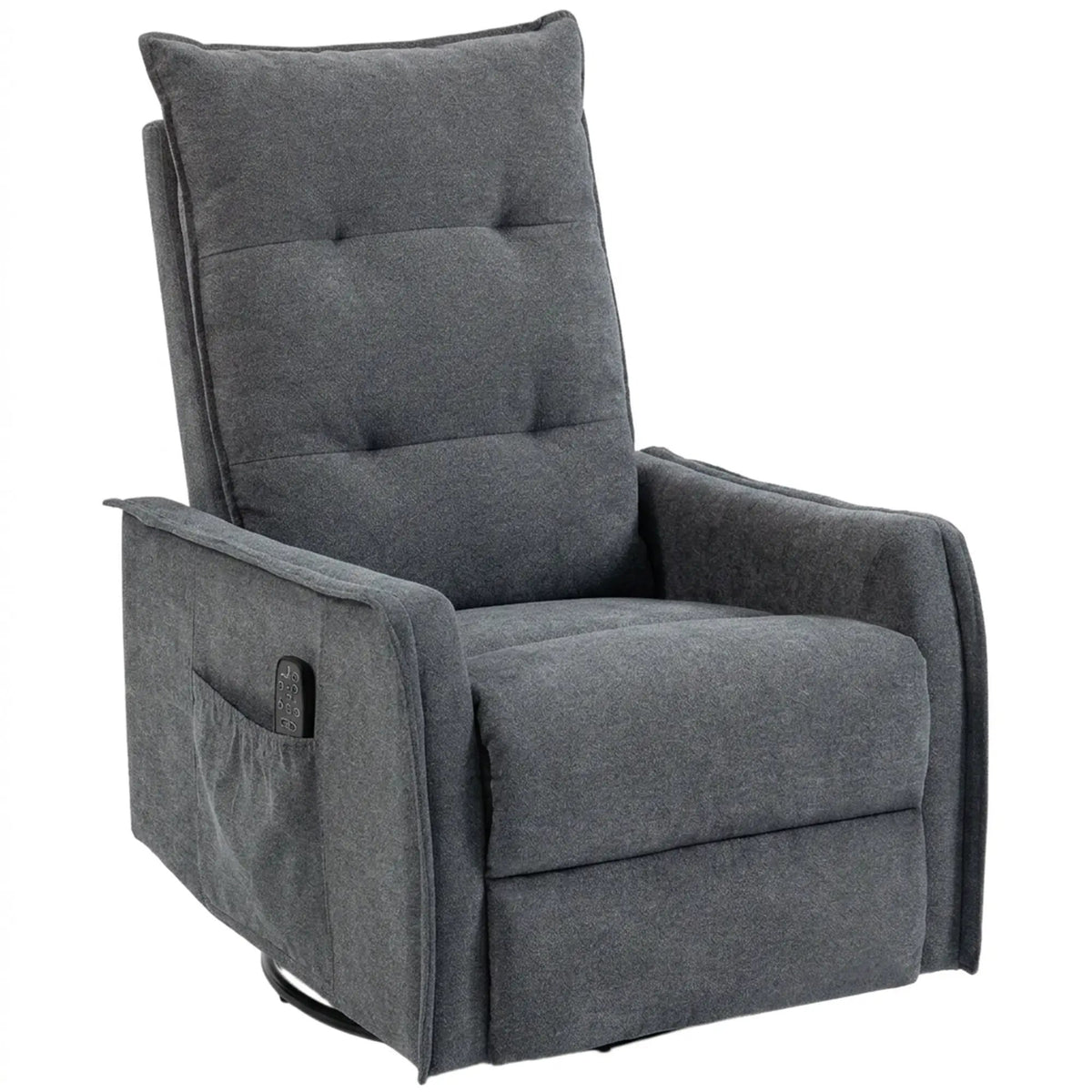 HOMCOM Recliner Armchair, Chenille Recliner Chair with Massage and Heat, 360° Swivel Rocking Manual Recliner, Dark Grey - from HOMCOM
