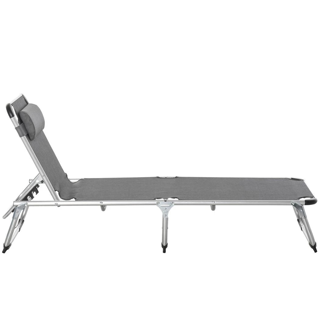 Foldable Reclining Sun Lounger Lounge Chair Camping Bed Cot with Pillow by Outsunny