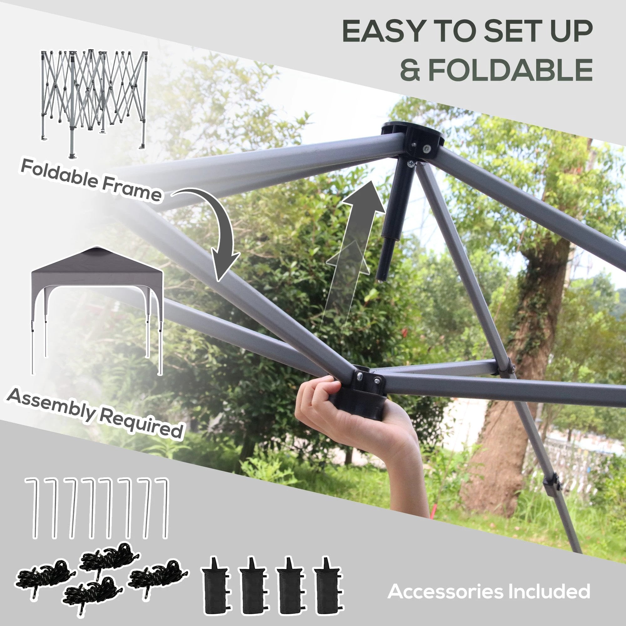 Outsunny 3x3M Pop Up Gazebo, Foldable Canopy Tent & Carry Bag with Wheels & 4 Legs - Gazebos