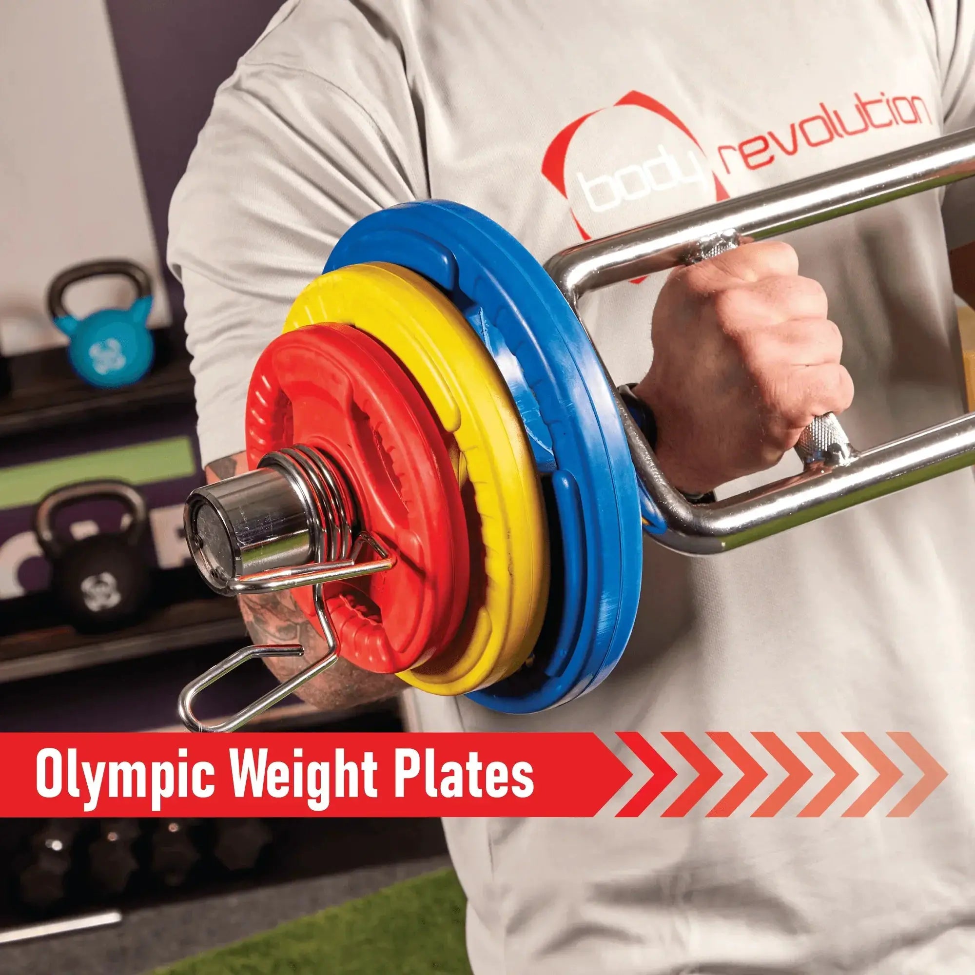 Monster Shop Olympic Tri-Grip Rubber Weight Plates - Colour Pairs & Sets -