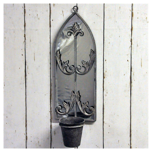 Order Notifications Metal Rusty Wall Mirror With Planter - Planters