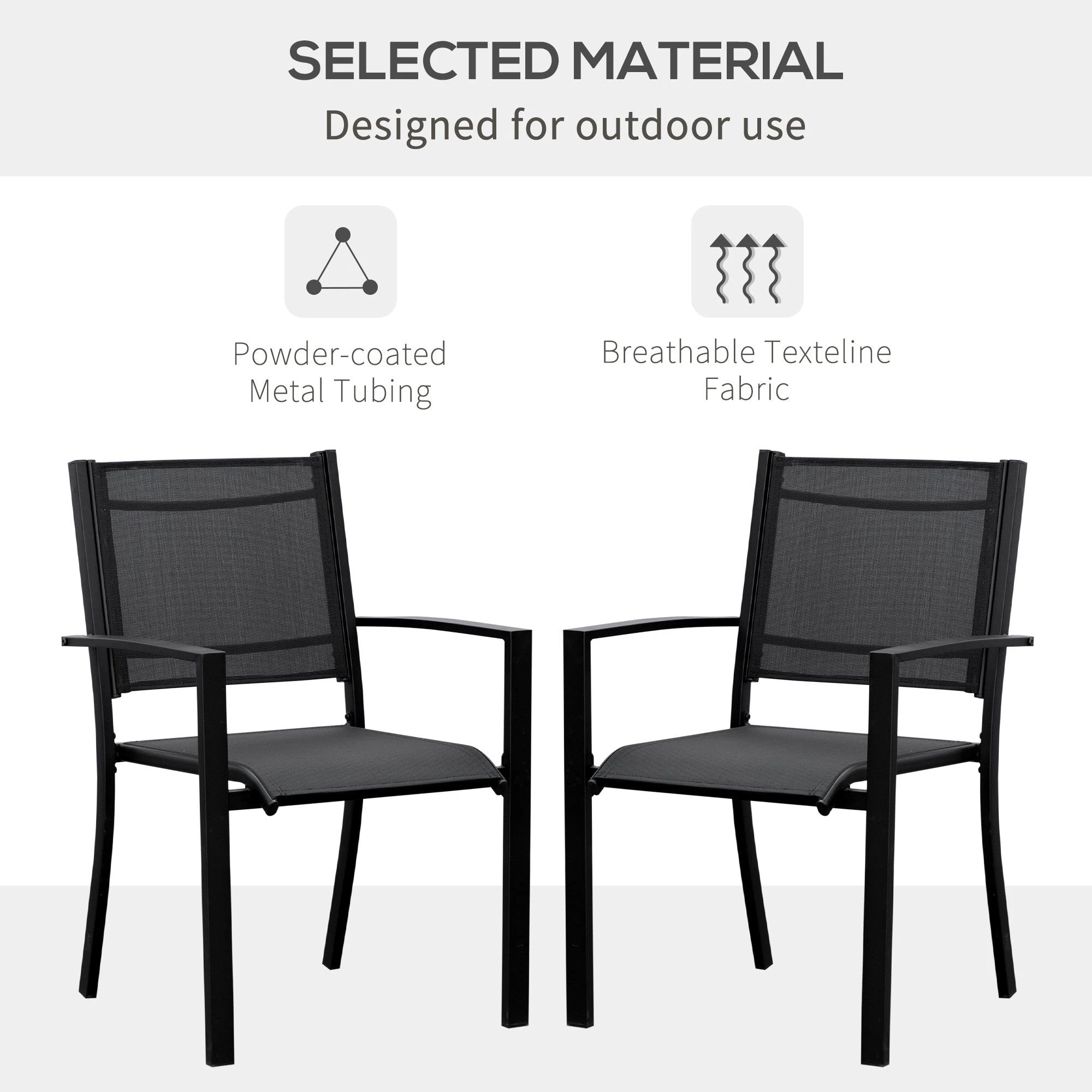 Outsunny Outsunny 2 PCs Patio Dining Chair Outdoor Mesh Seat Bistro Chair Black - Bistro Sets