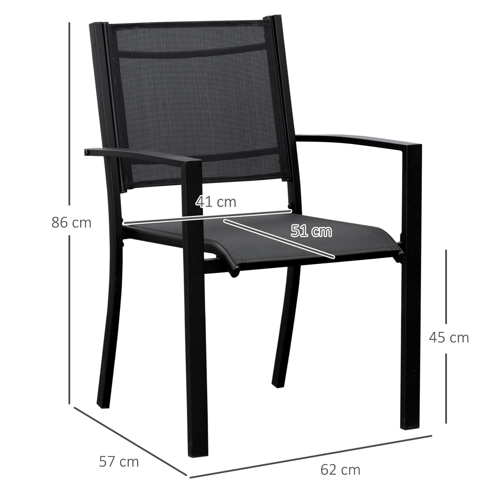 Outsunny Outsunny 2 PCs Patio Dining Chair Outdoor Mesh Seat Bistro Chair Black - Bistro Sets