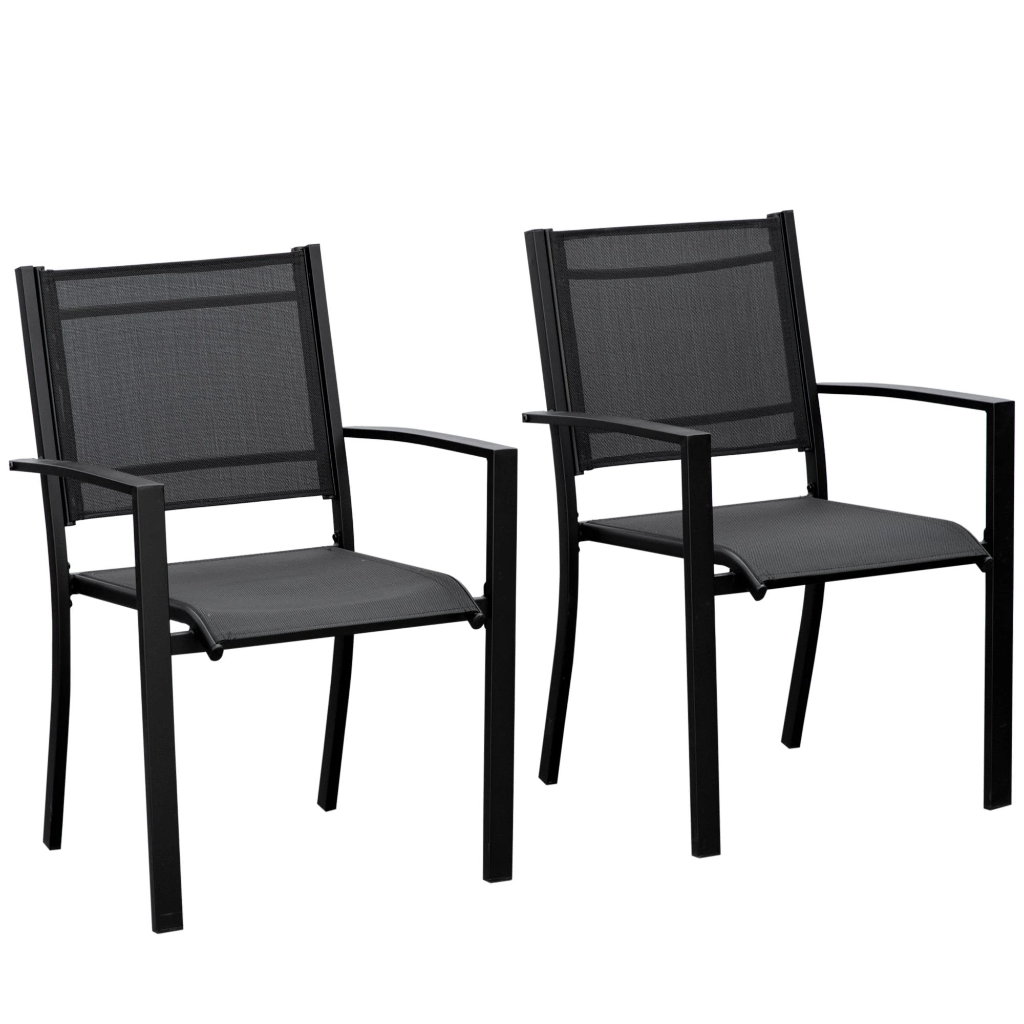 Outsunny Outsunny 2 PCs Patio Dining Chair Outdoor Mesh Seat Bistro Chair Black - Bistro Sets