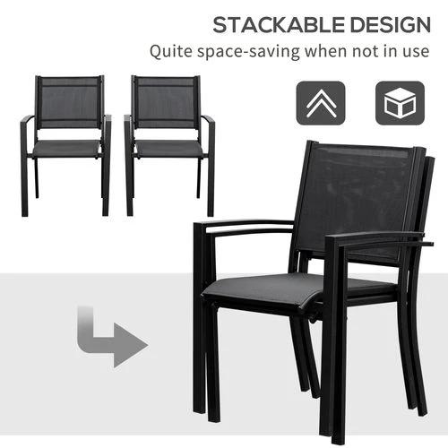 Outsunny Outsunny 2 PCs Patio Dining Chair Outdoor Mesh Seat Bistro Chair Black - Bistro Sets