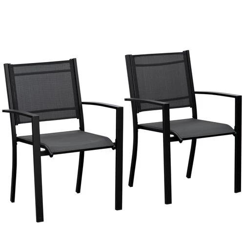 Outsunny Outsunny 2 PCs Patio Dining Chair Outdoor Mesh Seat Bistro Chair Black - Bistro Sets