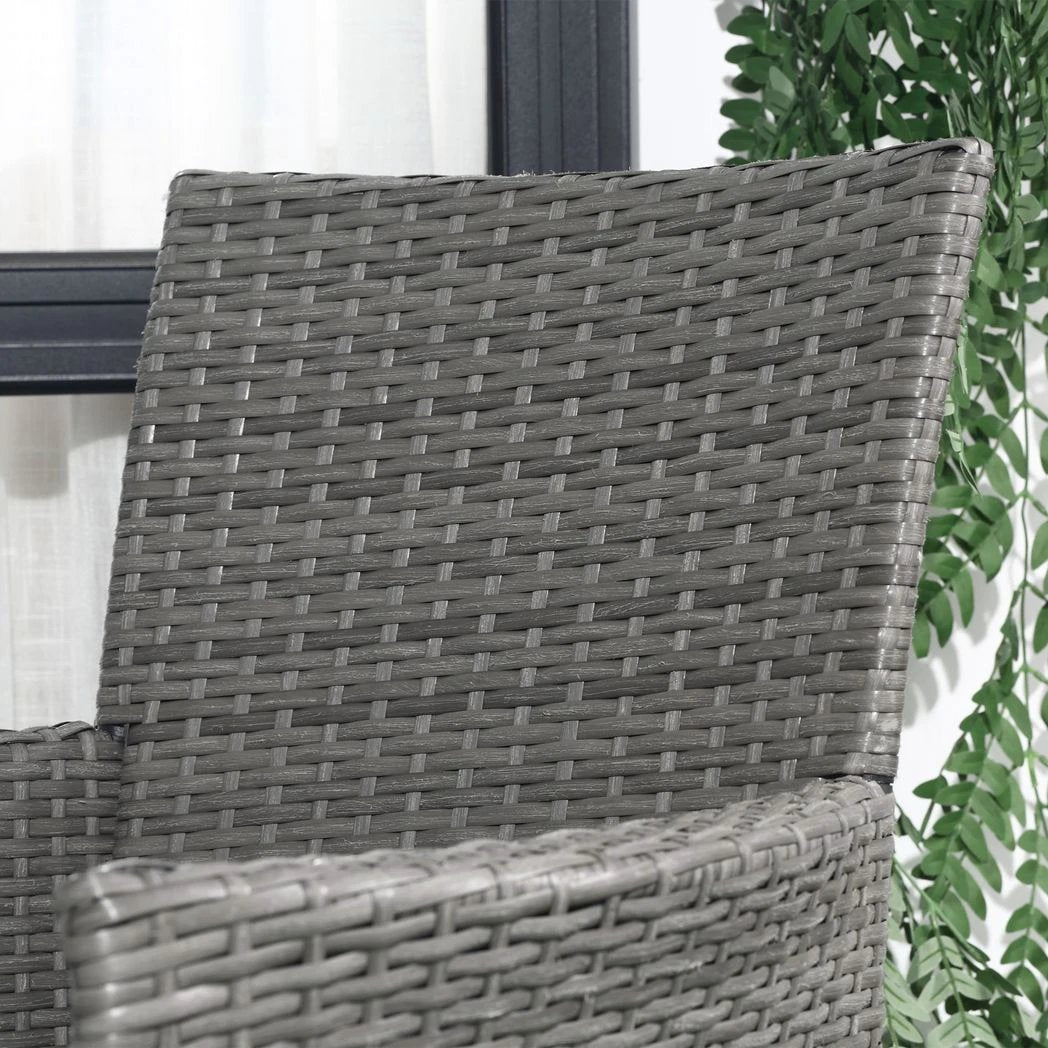 3 Pcs Rattan Bistro Set: 1 x Table, 2 x Chairs by Outsunny