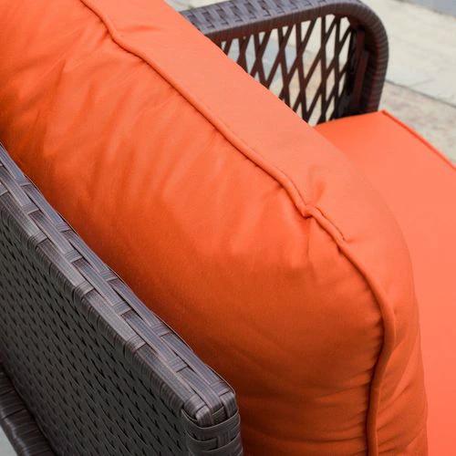 Outsunny 3 Pieces Patio Rattan Bistro Set with Tempered Glass Table Orange - Bistro Sets
