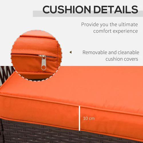 Outsunny 3 Pieces Patio Rattan Bistro Set with Tempered Glass Table Orange - Bistro Sets
