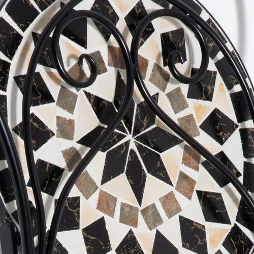 Outsunny 3PC Garden Bistro Set with Mosaic Tile Top and Seats, Metal Frame - Bistro Sets