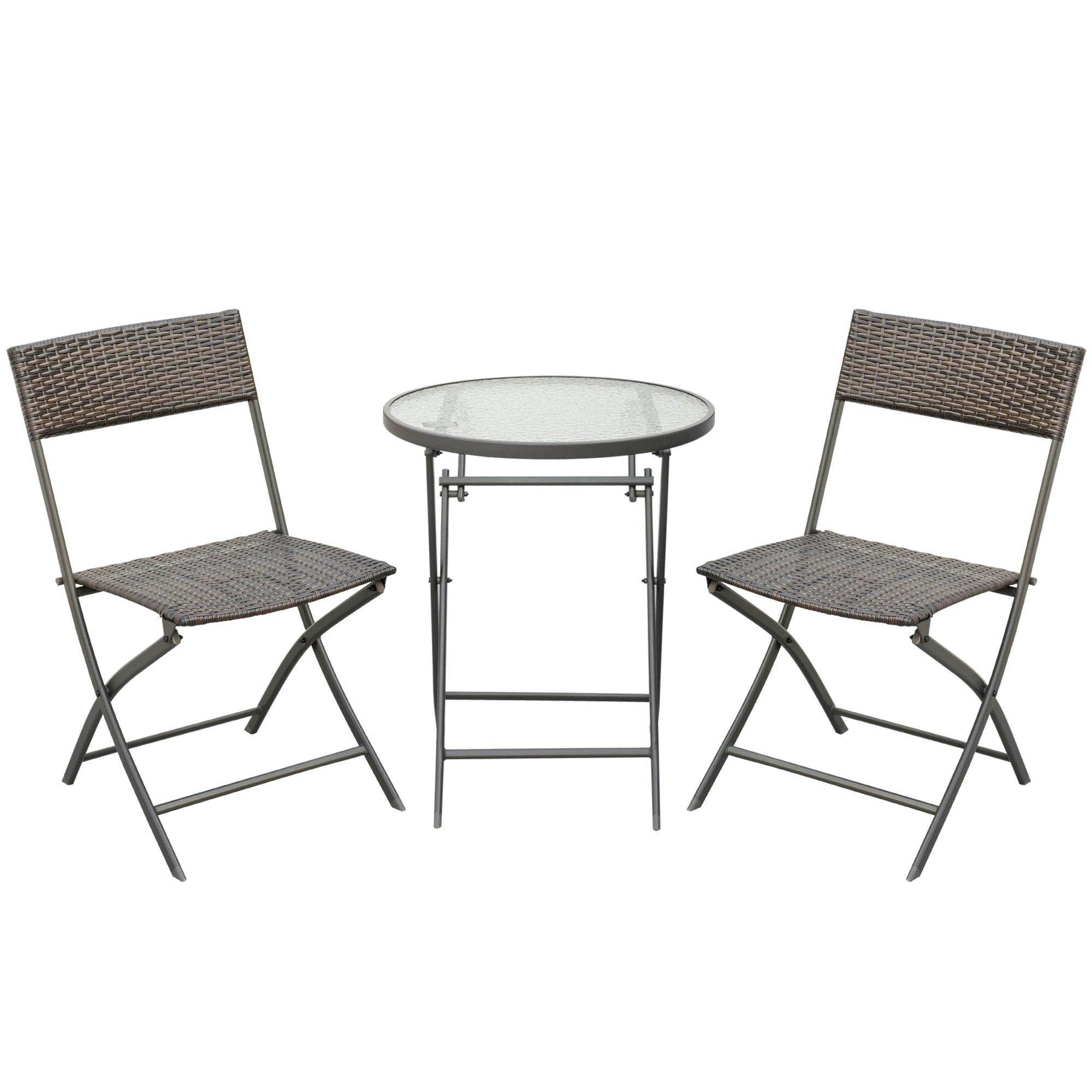 3pc Wicker Rattan Bistro Set-Brown by Outsunny