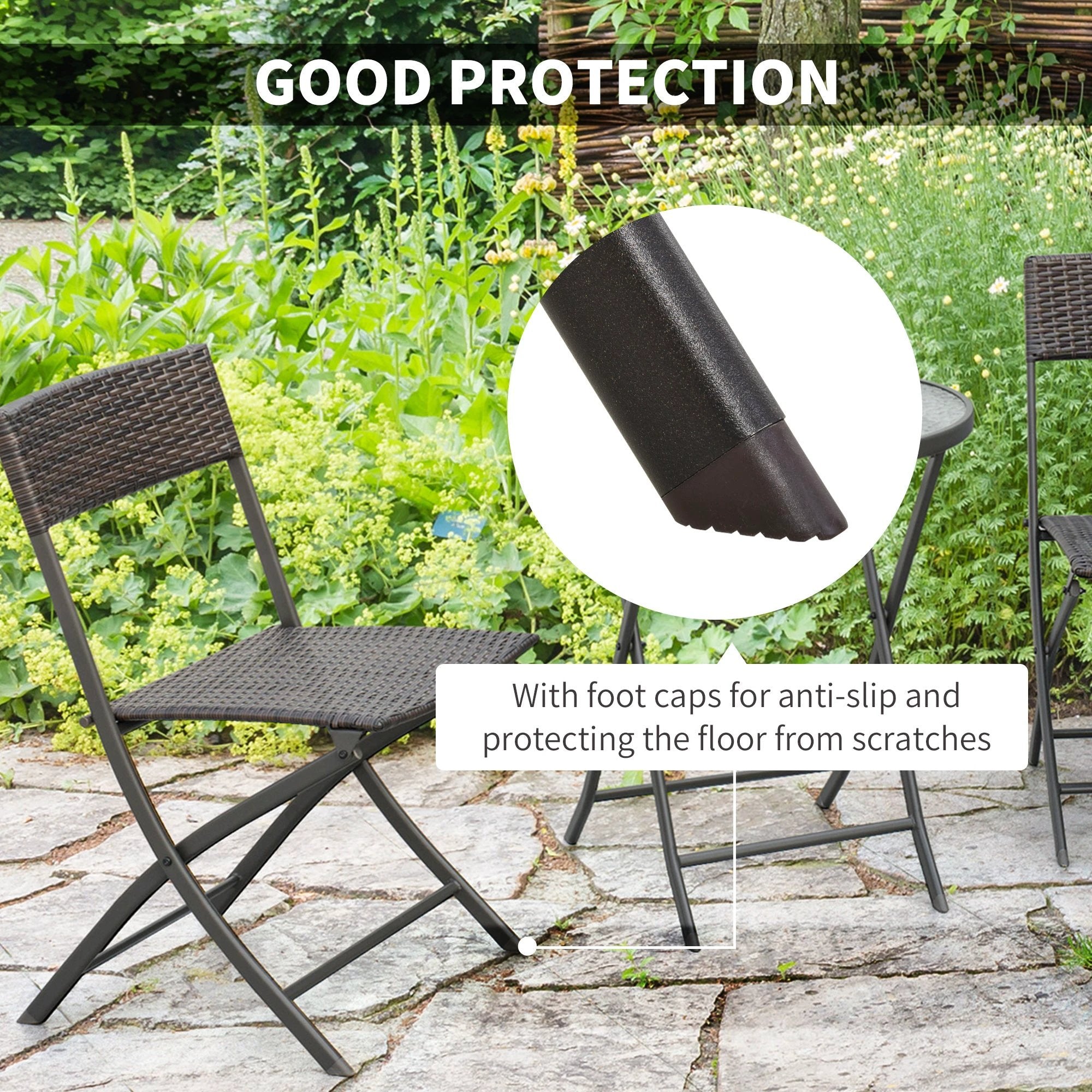 3pc Wicker Rattan Bistro Set-Brown by Outsunny