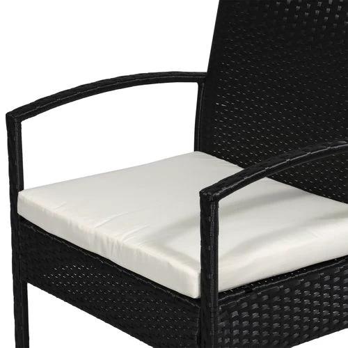 Outsunny 4-Seater Rattan Garden Furniture Set Black Cream Outdoor Patio Bistro - Bistro Sets
